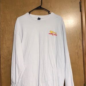 White long sleeve “swipe right” shirt